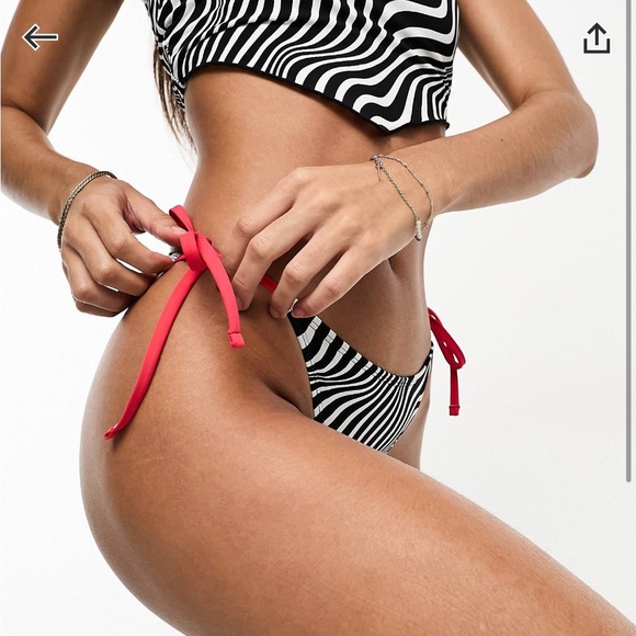Threadbare Bandeau Bikini, Handkerchief Hem & Tie Side Bottoms in Zebra Print 🦓 - Picture 2 of 5